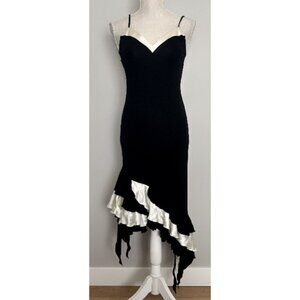 Women's Ymayaba Black/White Ruffle Bottom Dress